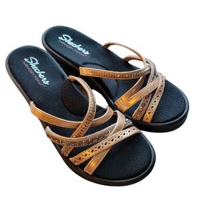NWT Skechers Rumbler Wave- New Lassie rose gold wedge sandals- 8
